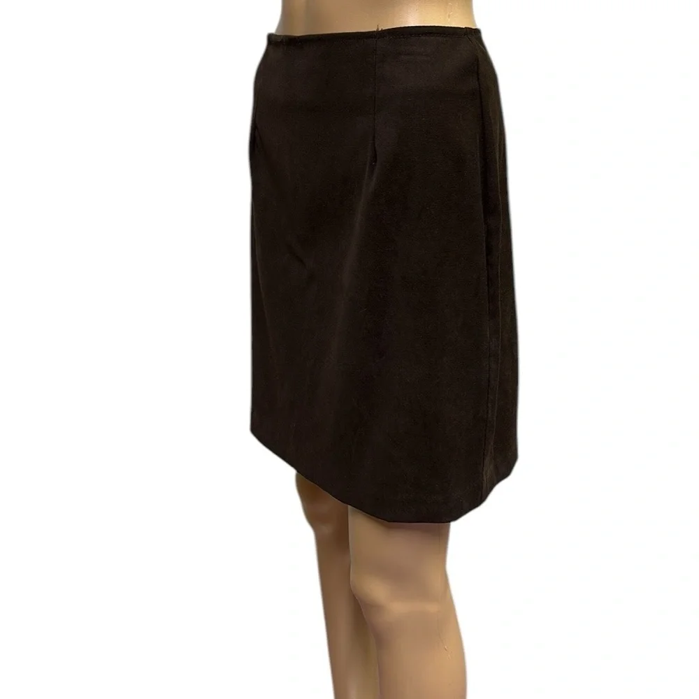 Brown Faux Suede Zip Back Pencil Skirt Sueded Imported Dry Clean Womens 5/6